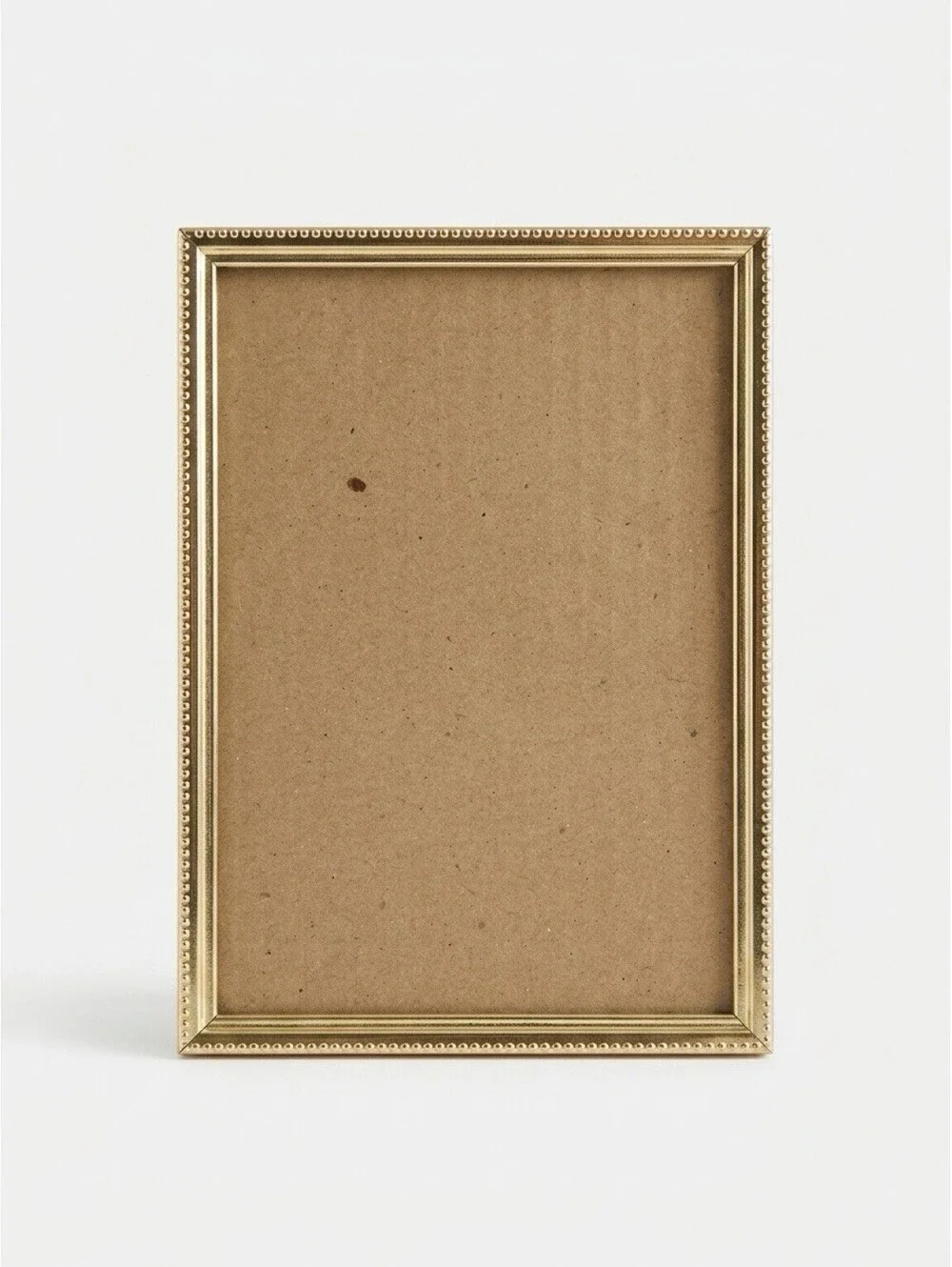 Vintage Gold Tone Metal Picture Frame 5x7 Beaded Edge Easel Back Tabletop